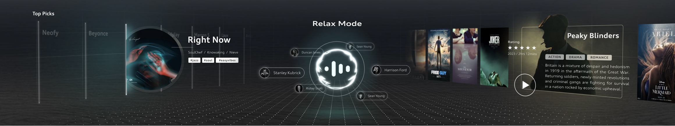 Relax mode entertainment interface